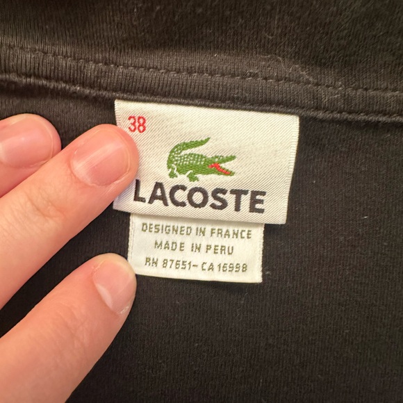 Lacoste Black 3/4 Sleeve Polo V Neck Sz S - Picture 5 of 5